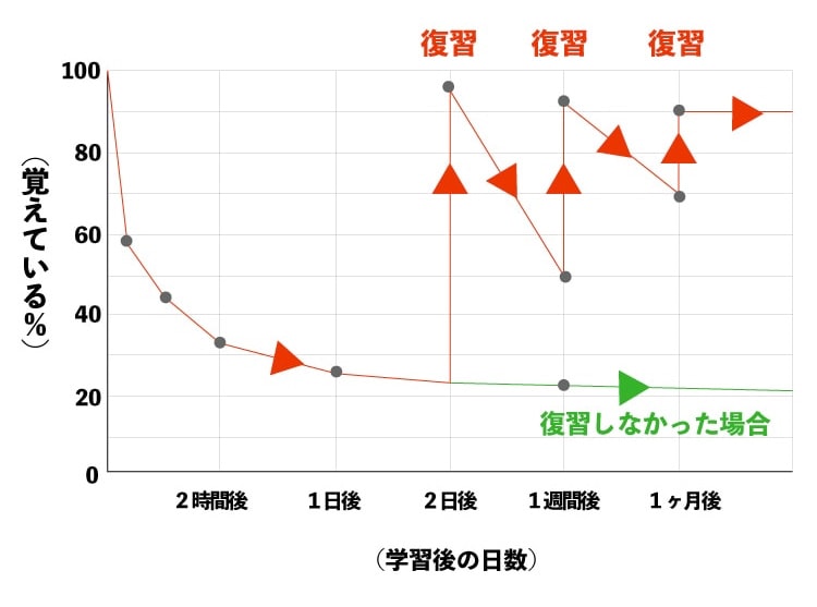 受験勉強の復習のタイミングとは エビングハウスの忘却曲線を使って医学部専門予備校がお教えします 福岡の医学部予備校はpmd医学部予備校福岡校